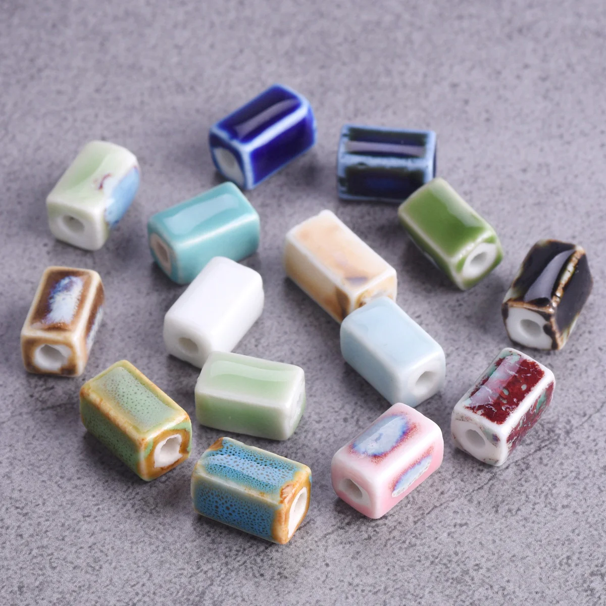 10pcs Rectangle Cuboid Shape 12x8mm Handmade Flambed Glazed Enamal Ceramic Porcelain Loose Beads For Jewelry Making DIY Findings handmade dried flower filling cuboid mold aroma plaster silicone mold handicrafts soap resin casting mold diy