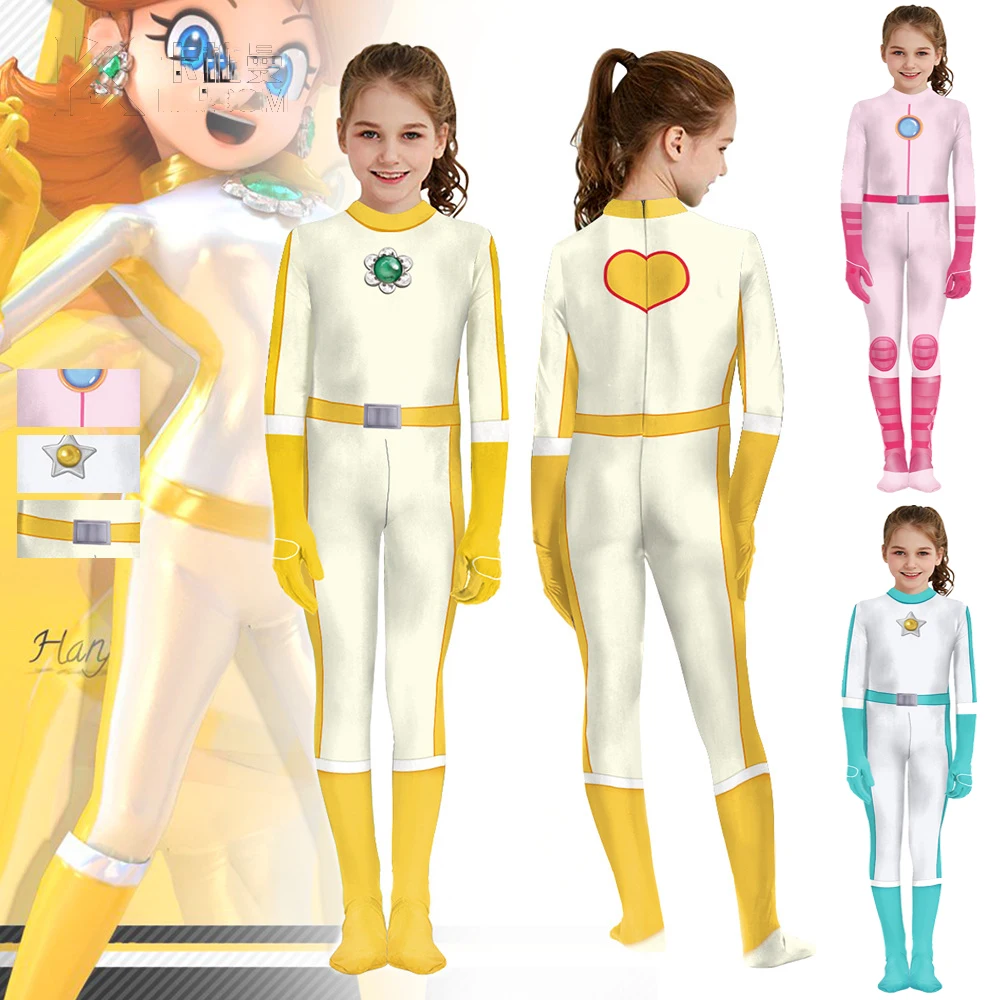 Combinaison de cosplay Princess Peach pour enfants, costume de batterie  Rosalina, costume de fête d'Halloween pour filles, Zentai trempé,  AndrCatsuit détruit - AliExpress