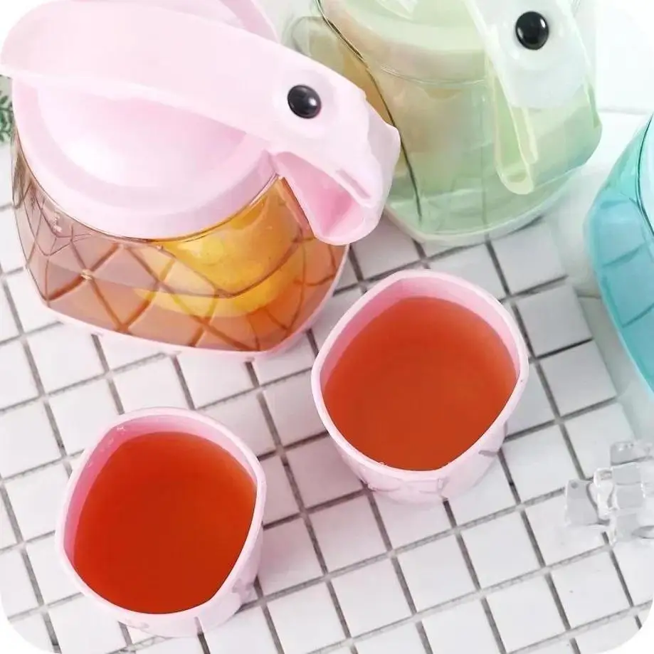 3Pcs/5Pcs Set Simple Sealed Plastic Cold Water Bottle Water Set Water Juice Pot Creative Press Water Bottle Color Set Randomly