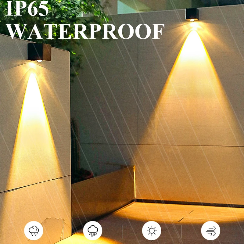 LED Wall Lamp Solar Light Solar LED Light Outdoor Solar Wall Lights Square Solar Wireless Wall Sconces Lights IP65 Waterproof Decorative for Garden Yard Patio Fence Decor