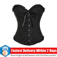 Women Sexy Bustiers Shapewear Corsets Floral Lace Tops Vintage Corset Gothic Overbust Satin Jacquard Corselet Partywear