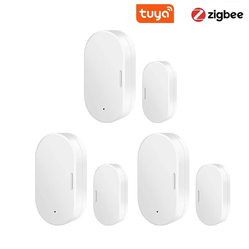 Tuya Door Window Sensor Zigbee Smart Home Security Detector Alarm Real Time Voice Control Work with Alexa Google Home Smart Life emergency call button for elderly Alarms & Sensors