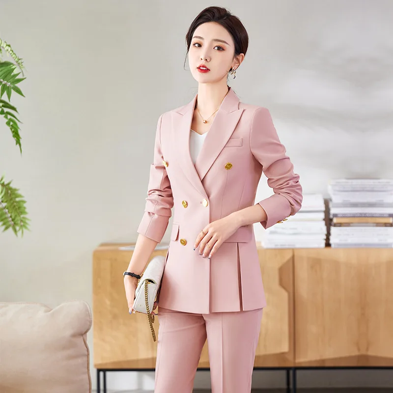 High Quality Caramel Color Suit Female High-end Professional Fashion Temperament Elegant Hotel Manager Formal  Suits Work Jacket