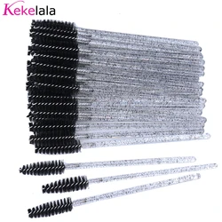 50-Pack Eyelash Extension and Mascara Brush Set with Storage Case - Wholesale Spoolies (All black)