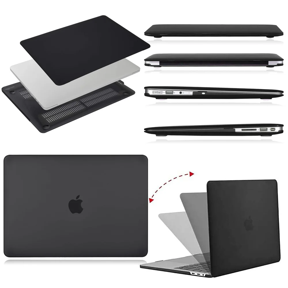 Custodia Per Laptop Nera Opaca Per Apple Macbook Air 11 13 / Pro 13 15 16 / Macbook 12 A1534 Custodia Protettiva Anticaduta