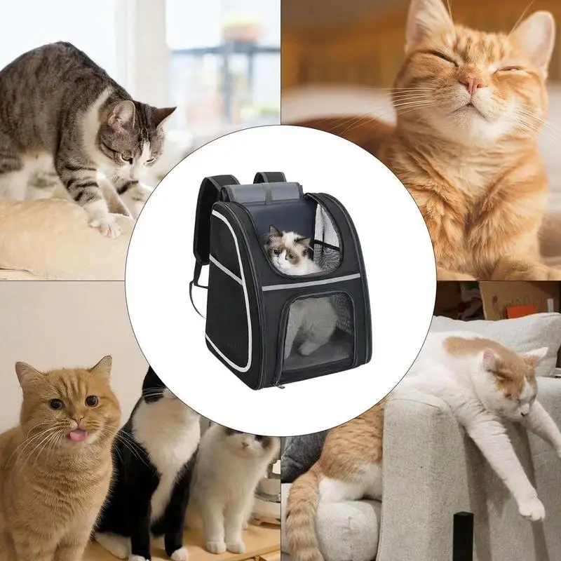 Dog Travel Bag Soft Cat Carrier Foldable Puppy Backpack Reflective Strip Dog Travel Pouch Storage Daypack For Puppy Kitten Toys