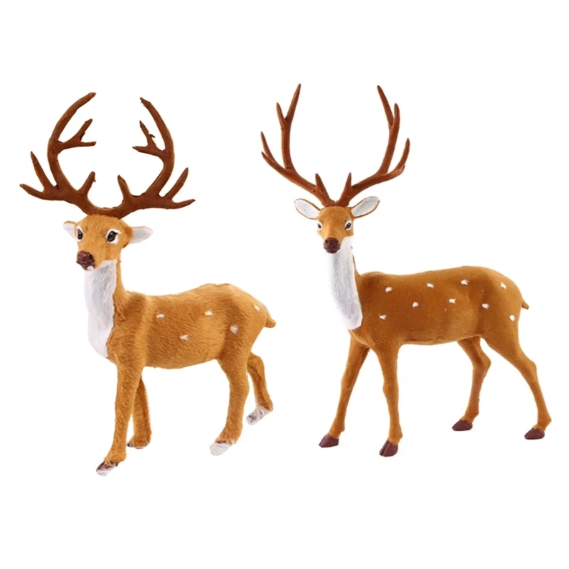 

15/20/25/30/35cm Simulation Plush Reindeer Standing Christmas Sika Deer Xmas Elk Dolls Holiday Reindeer Figures Drop Shipping