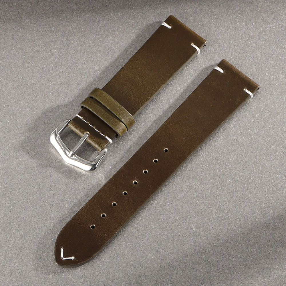Vintage Retro Oil Wax Leather Watch Strap - Versatile Sizes and Unisex Design