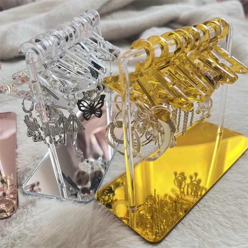 Coat Hanger Shape Acrylic Earring Display Stand Polymer Clay Soft Pottery Earrings Holders Tabletop Jewelry Display Organizers