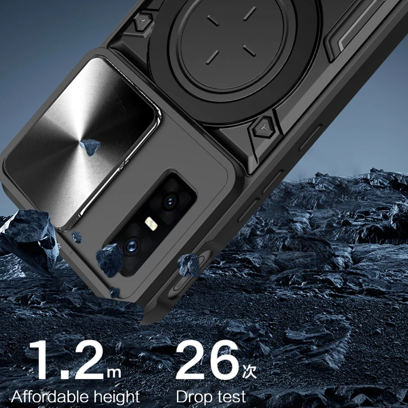 Durable Ring Stand Protective Case with Lens Shield