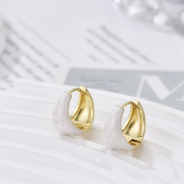Boucles d'oreilles créoles rondes tendance pour femme, émail rouge, bleu, rose, noir, couleur or, boucles d'oreilles vintage élégantes, bijoux féminins