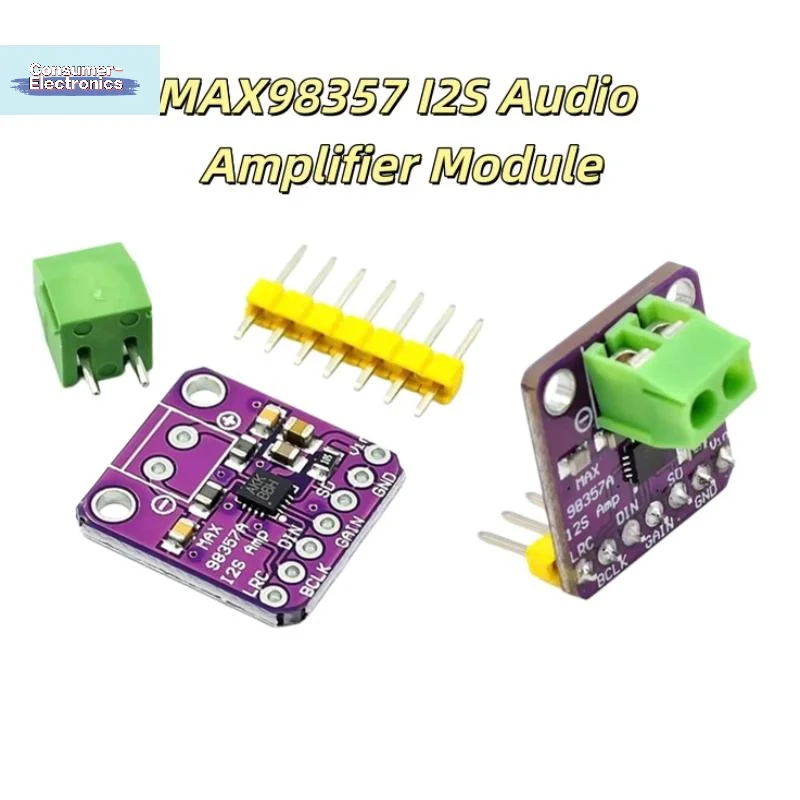 【1세트 브레이크아웃 인터페이스 I2S DAC 디코더 고품질 MAX98357 MAX98357A 오디오용 I2S 3W 클래스 D 증폭기】