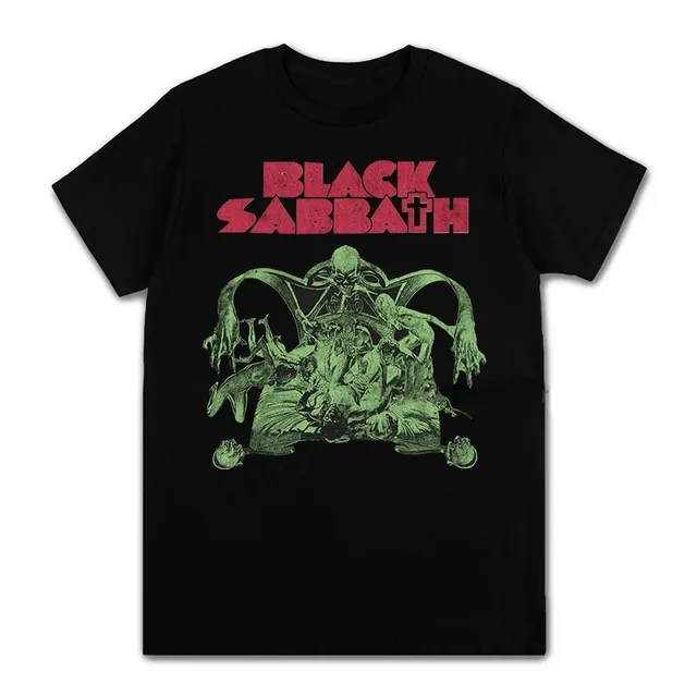 Camiseta Fashion Masculina e Feminina de Rock Band em Metal Preto 3 Camiseta de banda de rock em metal preto