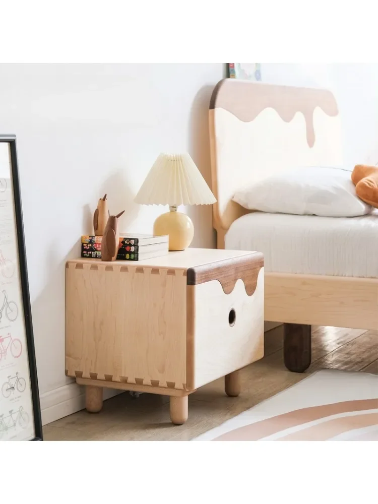 1All solid wood children's bedside table Bedroom bedside drawer storage small cabinet