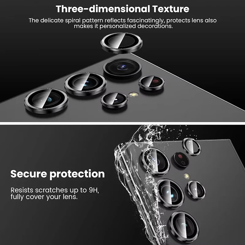 Premium 9H Tempered Glass Camera Lens Screen Protector with Aluminum Alloy Ring Cap