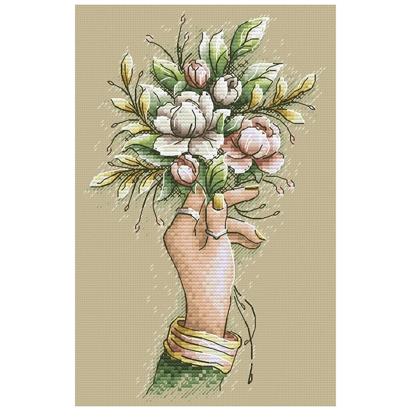 

Hand Flower Patterns Counted Cross Stitch 11CT 14CT DIY Wholesale Cross Stitch Kit Embroidery Needlework Set Home Decor Crafts