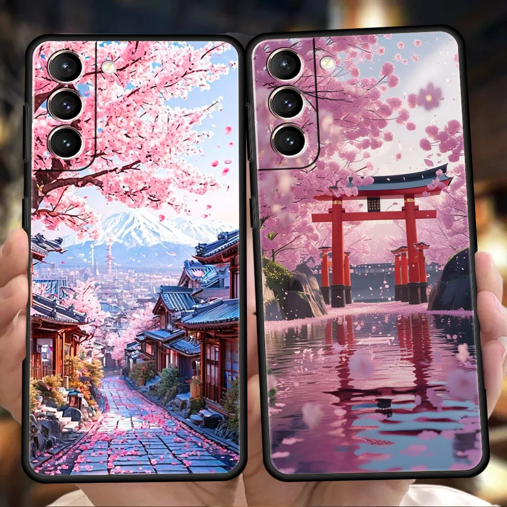 Japanese Temple & Cherry Blossoms Phone Case - Soft TPU