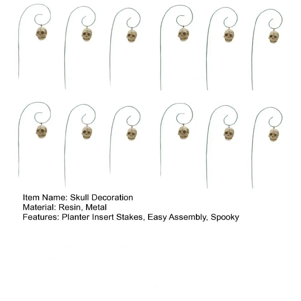 Description Picture 3 of item12pcs Halloween Skull Decoration Set Bendable Wire Stake Planter Inserts for Garden Decor Skull Themed Accessories