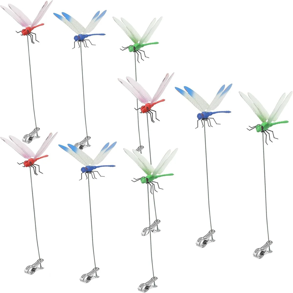 

9Pcs Dragonfly Pole Clips, Outdoor 3D Dragonfly Garden Decorative Clips, Home Accessories Gardening Decoration