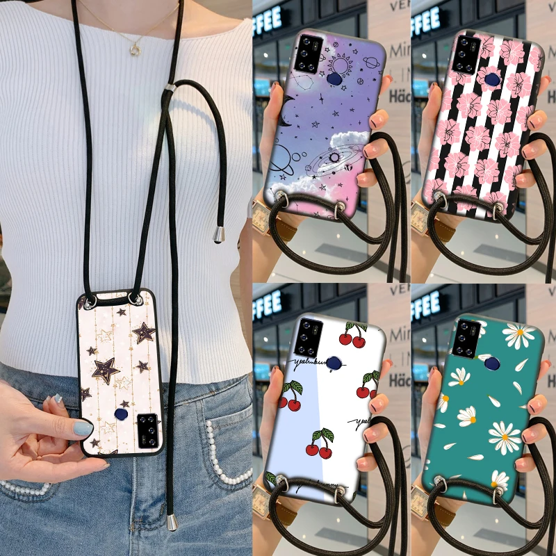 Funda Oppo Find X3 Lite 5g Funda X3 Neo YMCASE Funda De Movil Con Cuerda Para Colgar X3 Neo,Carcasa Transparente TPU Suave Silicona Case Con Correa Colgante Ajustable Cuerda Correa Oppo Find