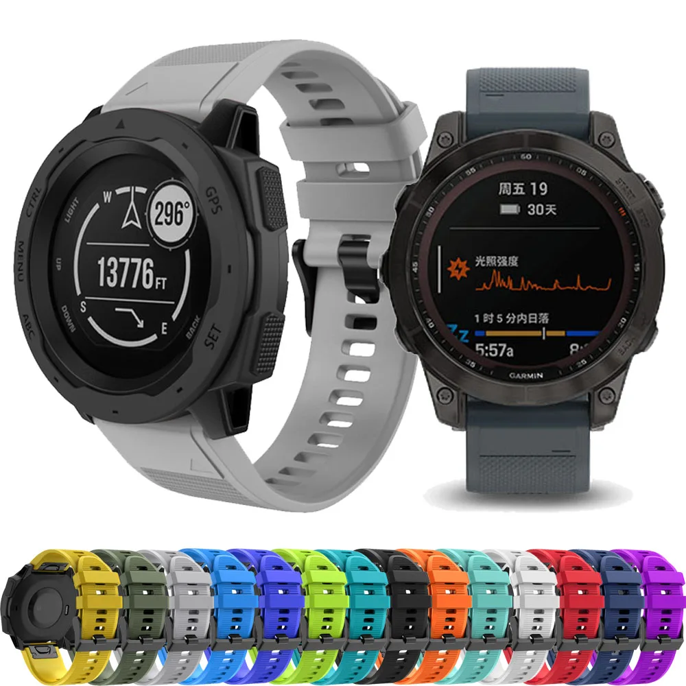 

For Garmin 22 26mm Fenix 3 HR 7 6 5 7X 5X 6X Pro Tactix 7 Pro Smart Silicone Wrist Strap Instinct 2X Quickfit ReplacementBand