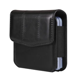 Leather Waist Bag with Belt Clip and Card Slot Holster Pouch - Universal (Black)