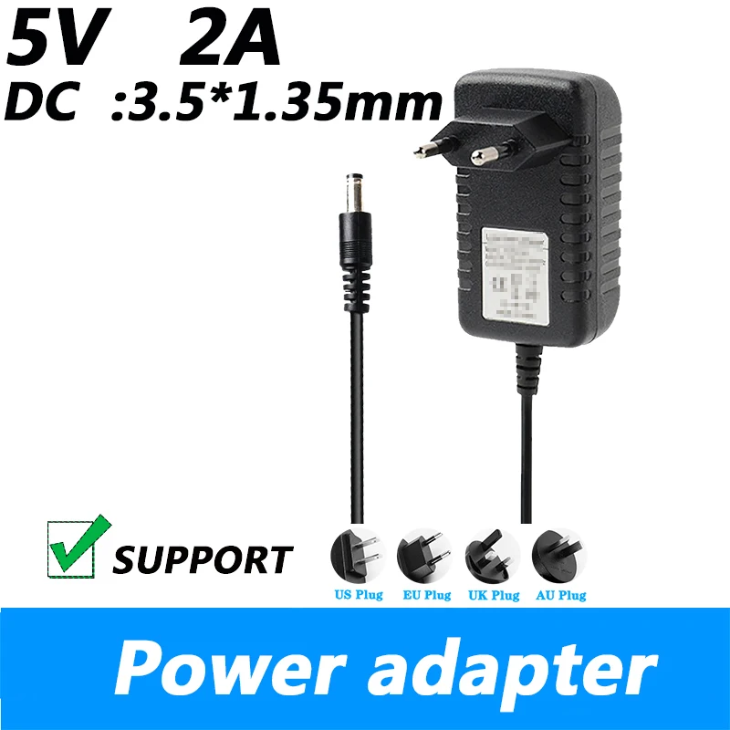 

AC220V 5V 2A DC3.5*1.35MM L-type Orifice Power Adapter Eu Plug Uk Plug