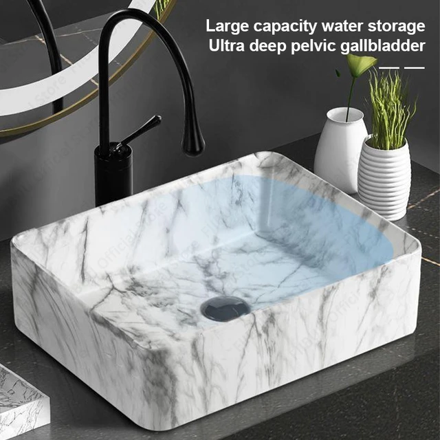 พรีเมี่ยมหินหลอดเลือดดําเซรามิคเหนือเคาน์เตอร์ห้องน้ําอ่างล้างหน้าทนทานห้องน้ํา Vanity Sink รูปแบบหินอ่างล้างหน้าชาม Home Hotel 4