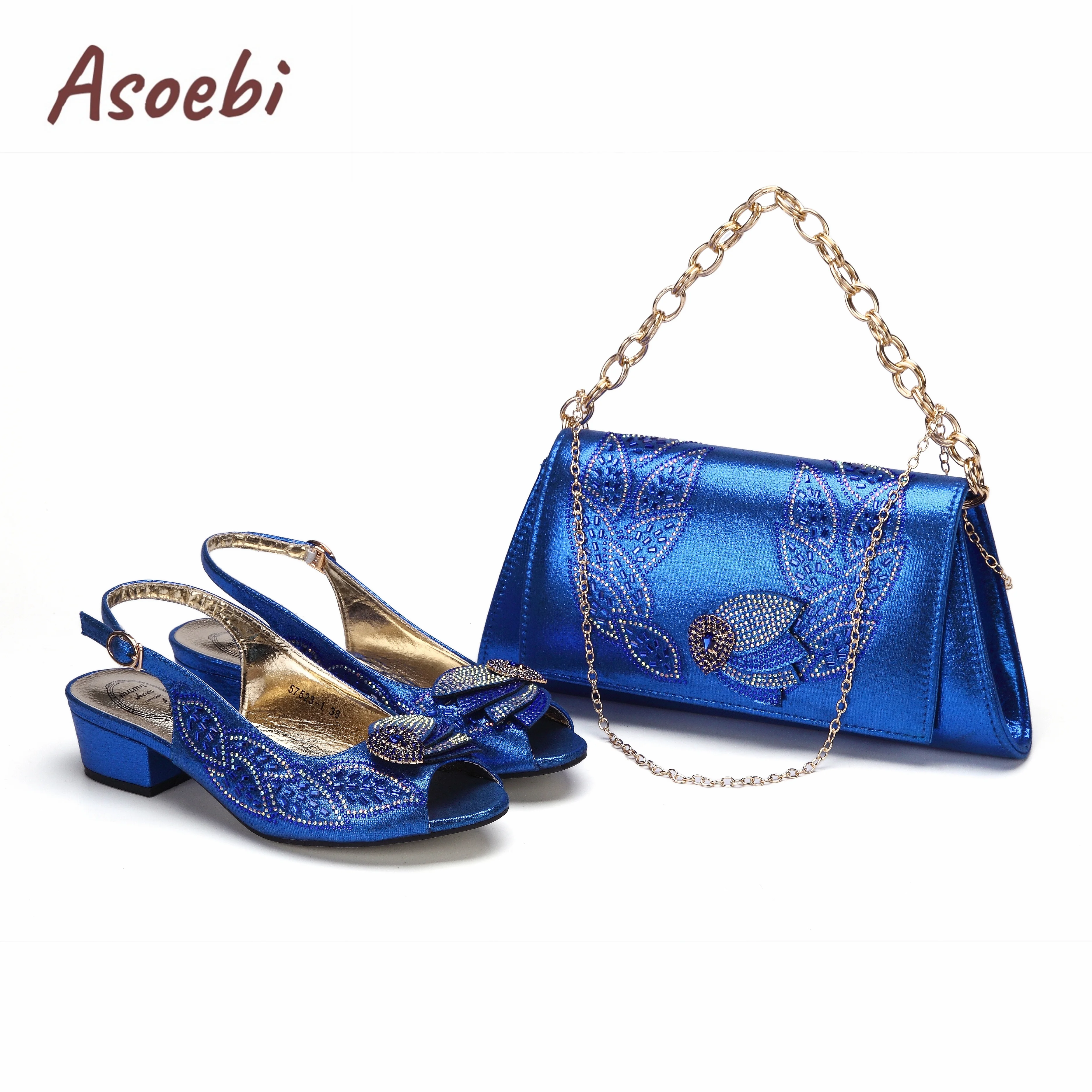 Hot Selling Royal Blue Peep Toe Ladies Sandals Shoes Matching