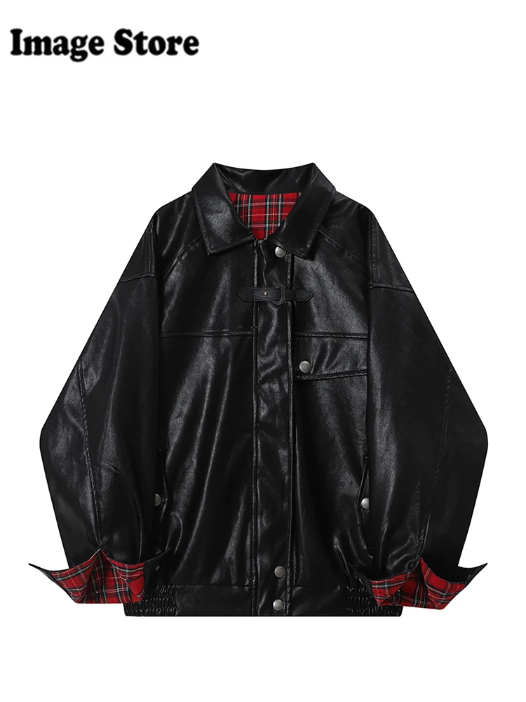 Fall Winter Women Japanese 2000s Vintage Oversize Gothic Pu