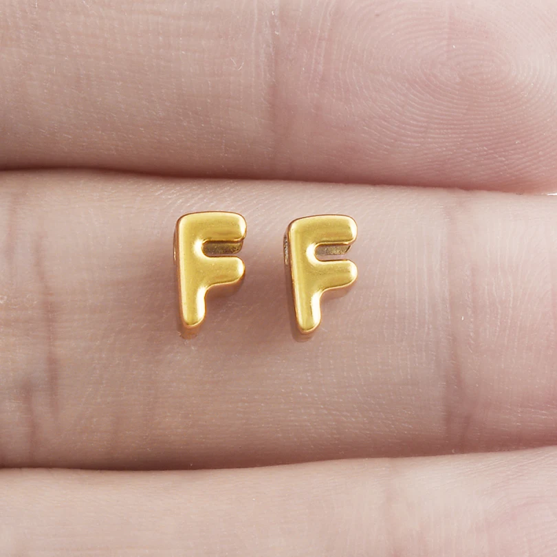 2/5 Stück kleine A-Z Anfangsbuchstaben Charm Spacer Perlen Edelstahl Perlen für Schmuckherstellung Armband Fußkettchen Halskette Zubehör – Detail 8