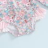 2025 Kid Baby Girls Bikinis Rash Guard Swimsuits Floral Print Bathing Suits Infant Zipper Swimwear Hat Sun Protection Beach Wear 3
