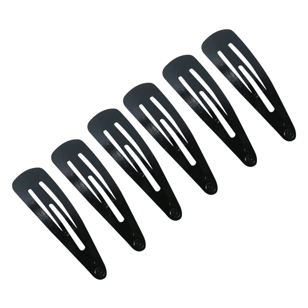50Pcs 블랙 메탈 헤어 클립 소녀 물방울 모양 스냅 바레트 헤어 액세서리 학교..