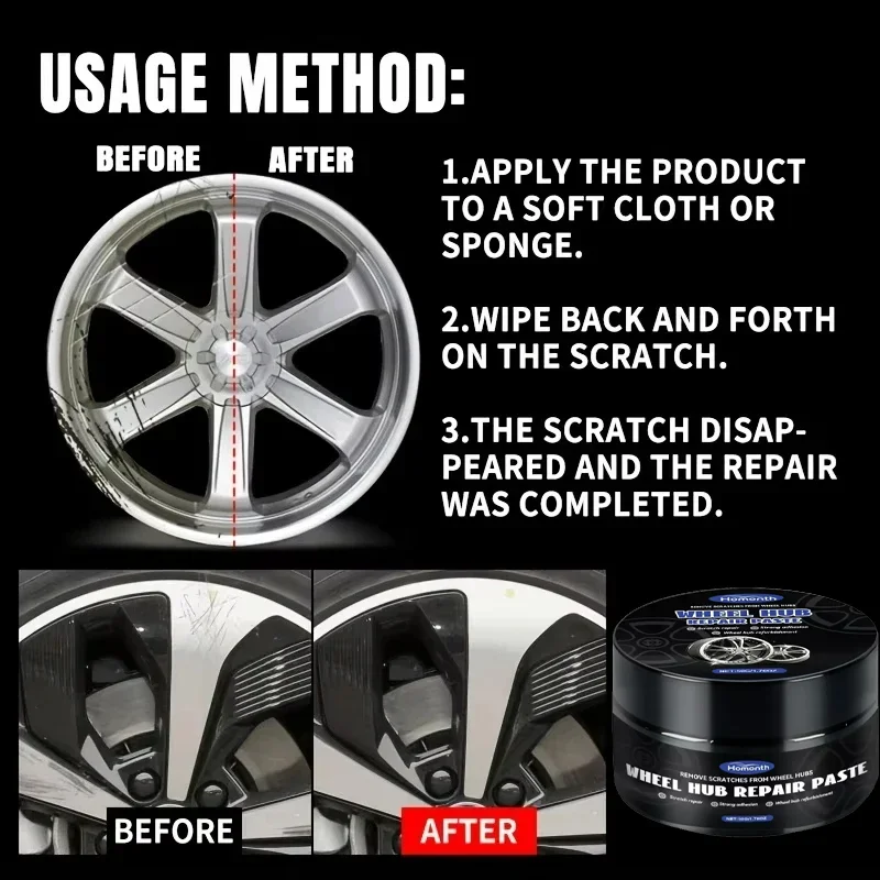 Car Wheel Rim Scratch Refurbishment Paste Tire Rim Scratch Paint Repair Black And White Silver Aluminum Alloy Rim/988v*
