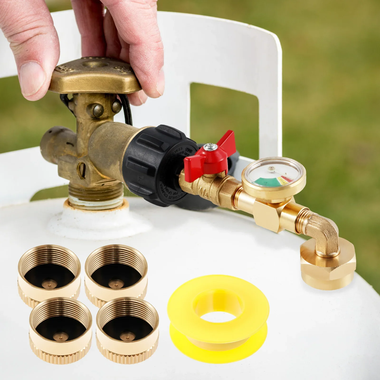 90 Degrees Propane Refill Adapter Gauge Control Valve Elbow Propane Refill Adapter Tank Fill 1lb Bottle