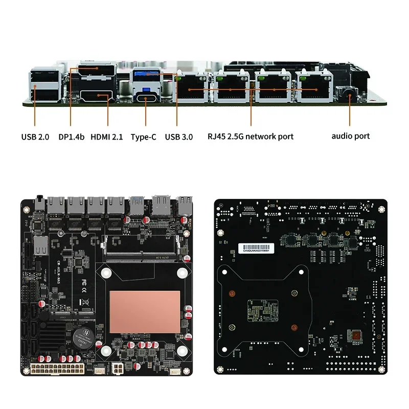 N100/i3-n305 NAS základní deska DDR5 4x intel i226-v 2.5G 2* M.2 nvme 6* SATA3.0 HDMI2.0 DP mini ITX nasednout s PCIE 17X17CM