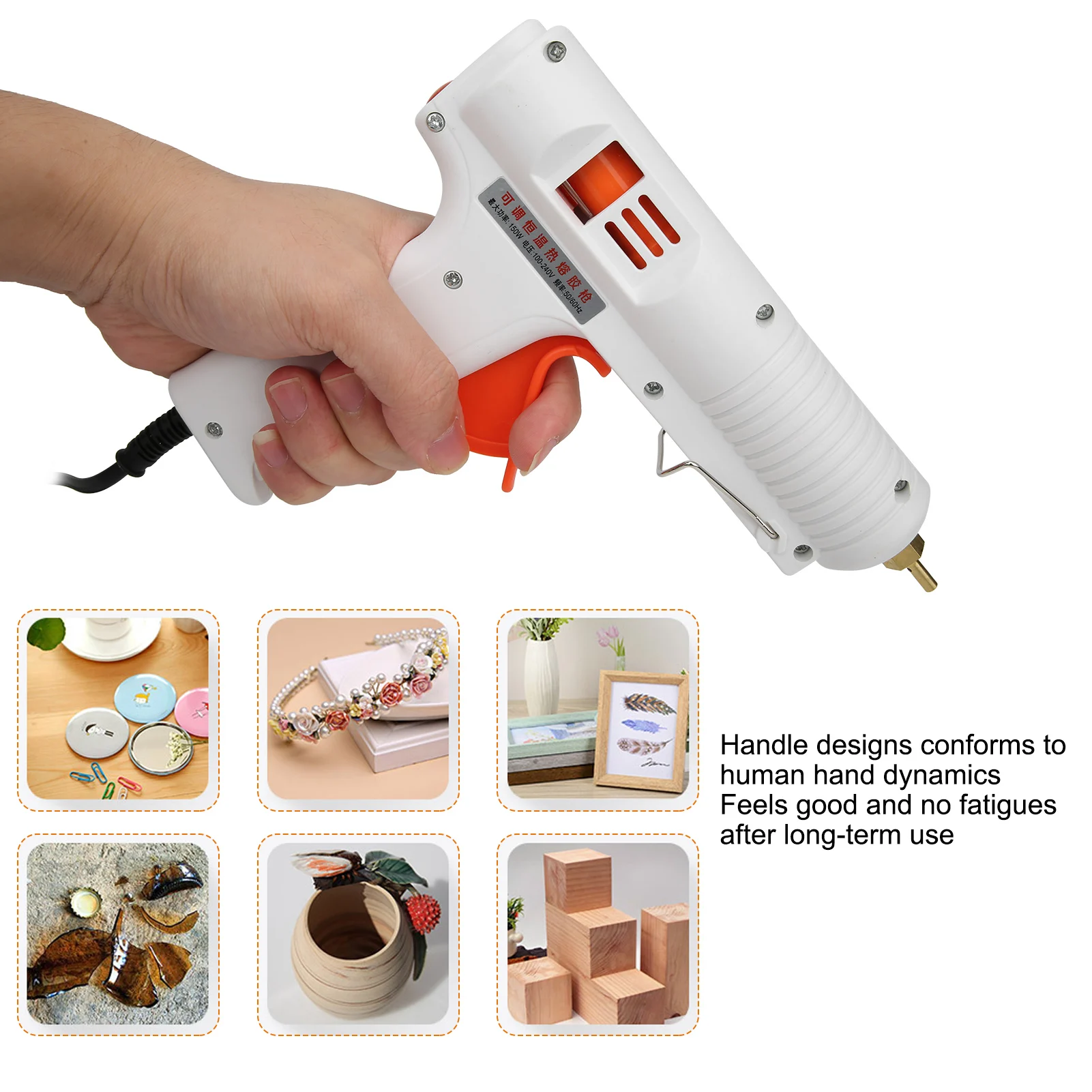 Hot Glue Gun Adjustable Constant Temperature Home Repairs DIY Crafts 150W AC100-240V White HL F Hot Melt Glue Gun Hot Glue Gun 6