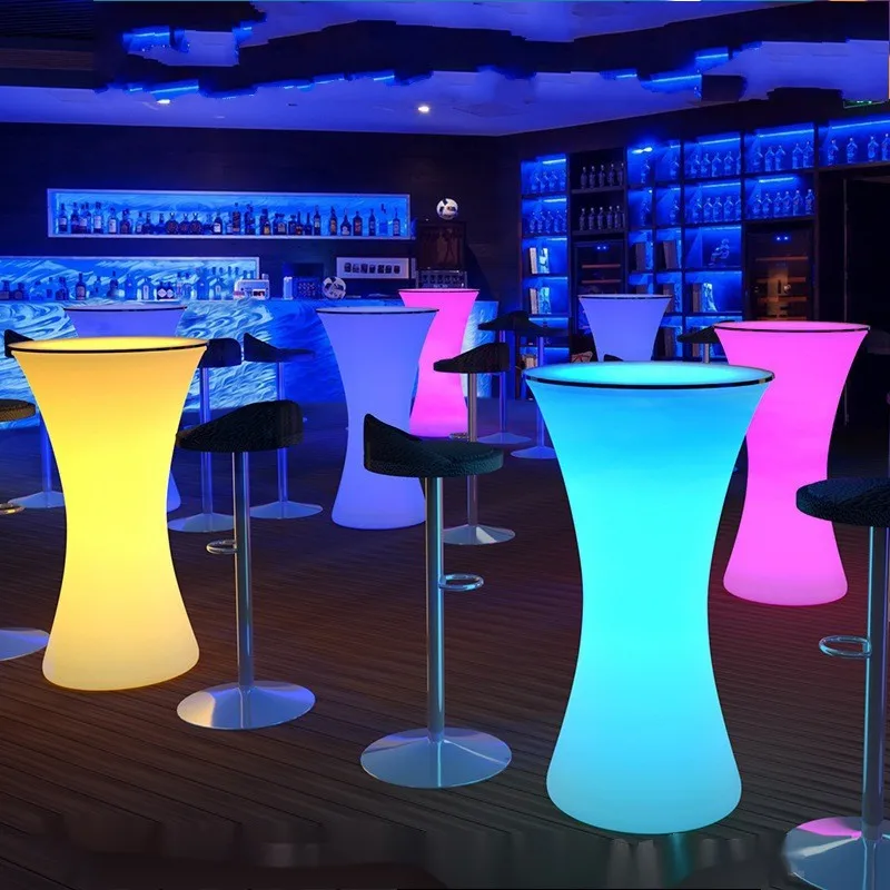 New Rechargeable LED Luminous Cocktail Table Waterproof Glowing Bar Tables Lighted Up Coffee Stool For Club Disco Party Supply