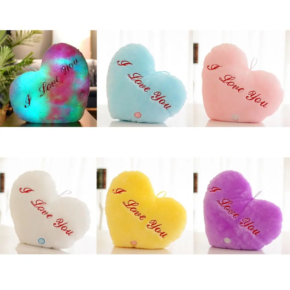 I LOVE U Light Up Pillow Heart Shape 36cm Heart Plush Pillow Soft PP Cotton Led Light Heart Pillow Cushion Ornaments 3