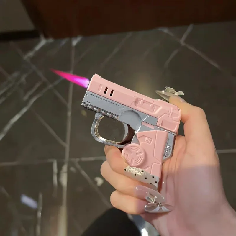 2026 New Gyro Folding Pistol Shaped Gas Lighter Fingertip Decompression Windproof Unusual Lighter for Gift Cigarette Accessories