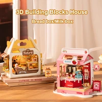 New Super World 3D Puzzle Miniature House Creative DIY Milk Bread Box Assembly Small House with Atmosphere Light Children's Toy 1