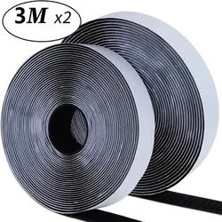 Strong Self-Adhesive Hook and Loop Nylon Tape Strap for DIY Crafts, 20mm Width (Black 3meter)