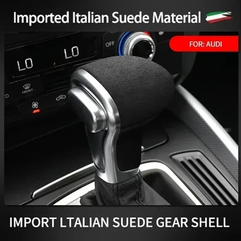 Copertura in Pelle Scamosciata per Pomello del Cambio Audi A4l/A6l/A5/A6/A7/Q5/Q7/S6/S7, Adesivo Decorativo per Interni Auto