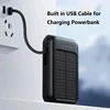 50000mAh High Capacity Solar Power Bank Built 4 Cables Fast Charger 2 USB Ports Portable External Powerbank LED Light Powerbank 4