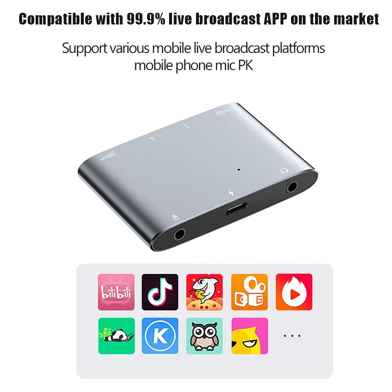 Mobile Phone Live Broadcast Adapter Type-C to 3.5 Splitter 2 in 1 Smartphone For iPhone 8 X 14 Pro Max With True Stereo Live