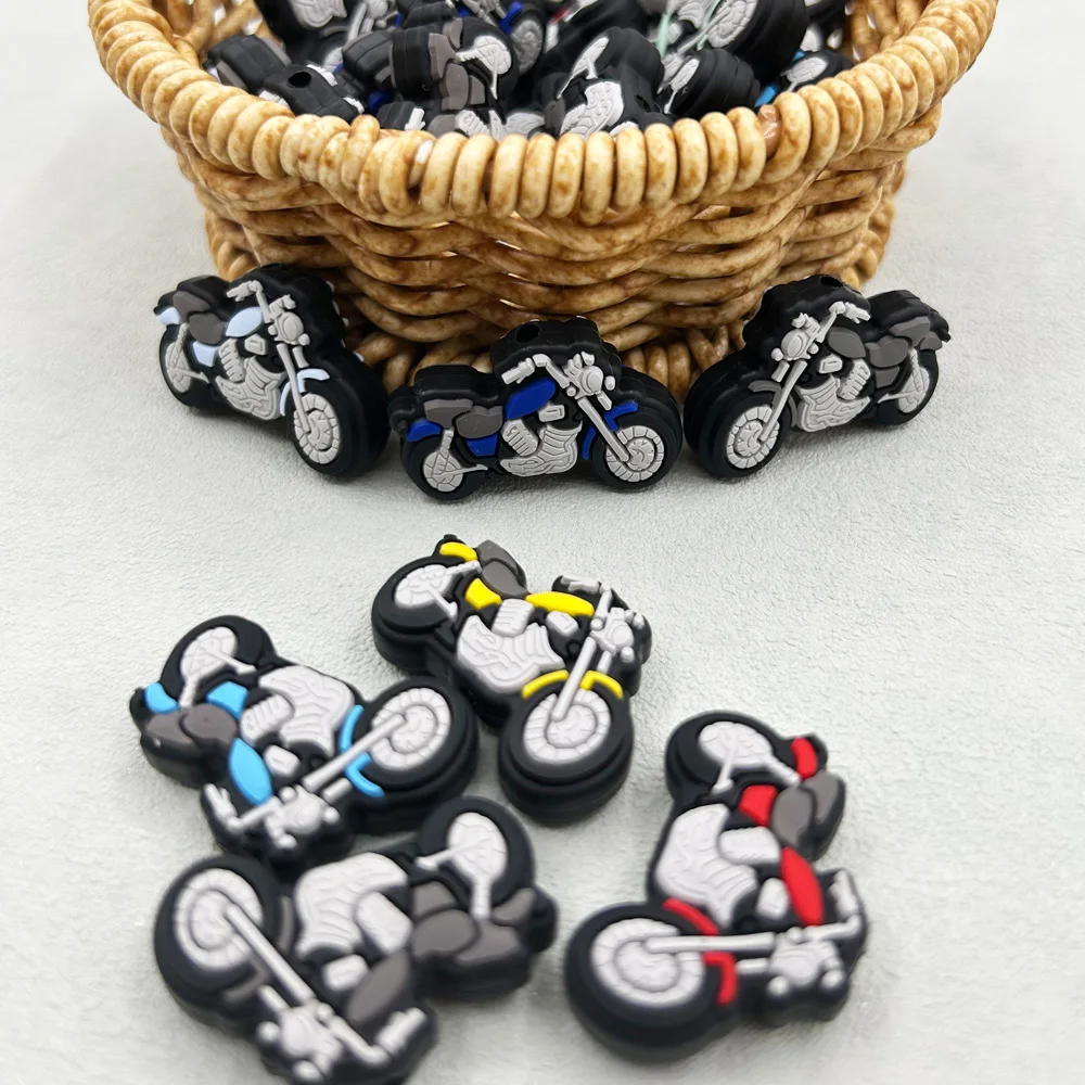 10PCS New Silicone Motorcycle Baby Beads Teether Beads Baby Chewing Toys Bead DIY Nipple Chain Jewelry Accessories Kawai Gifts