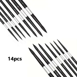 Premium 7 - Piece Squirrel Hair Paint Brush Set for Water - Based Mediums, Professional Artist Quality with Wood Handles (2 black)