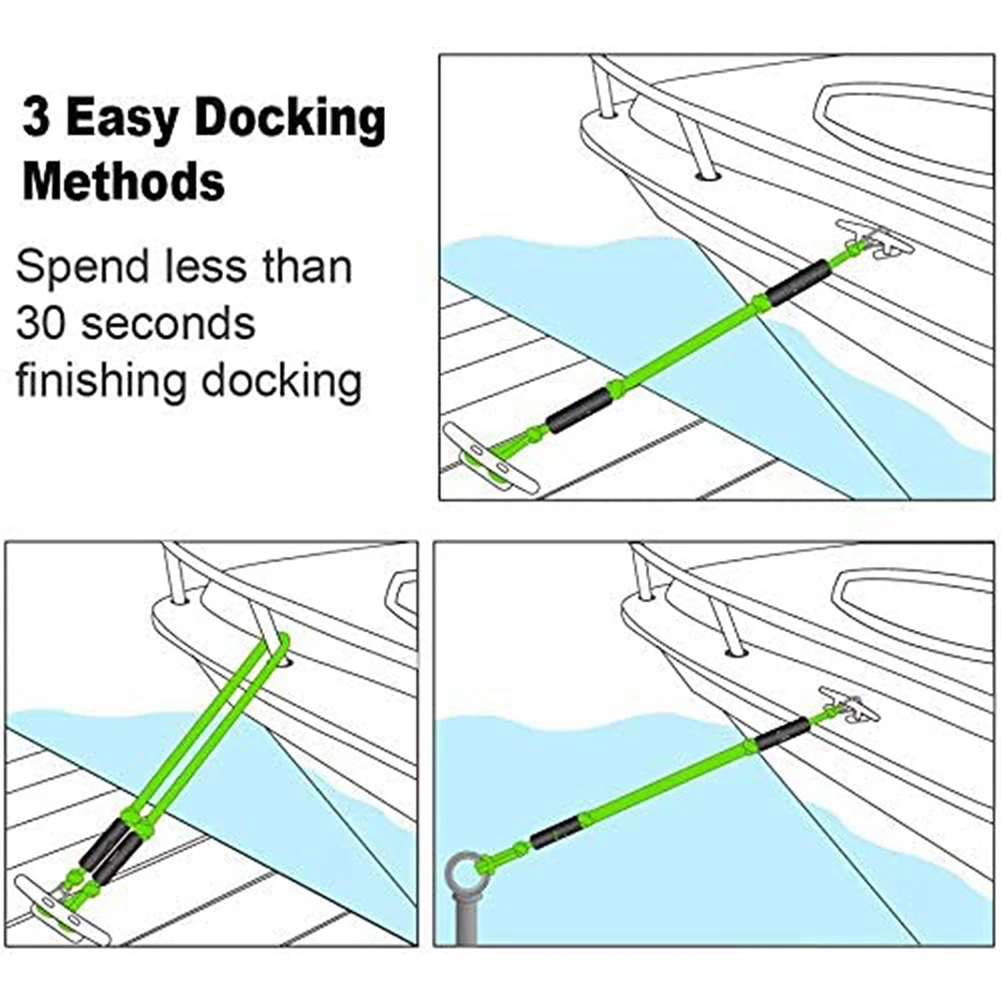 Bungee Dock Line com clipe de aço inoxidável, Docking Line, amarração Rope, Kayak Boats, Jet Ski, Pontão Acessórios, 316