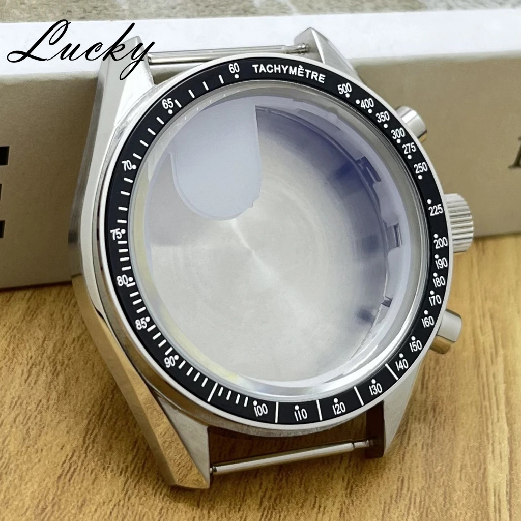 Moon Watch 39.7MM Case with High-Quality Moon Pattern Back Chronograph – Premium Watch Parts Accessories