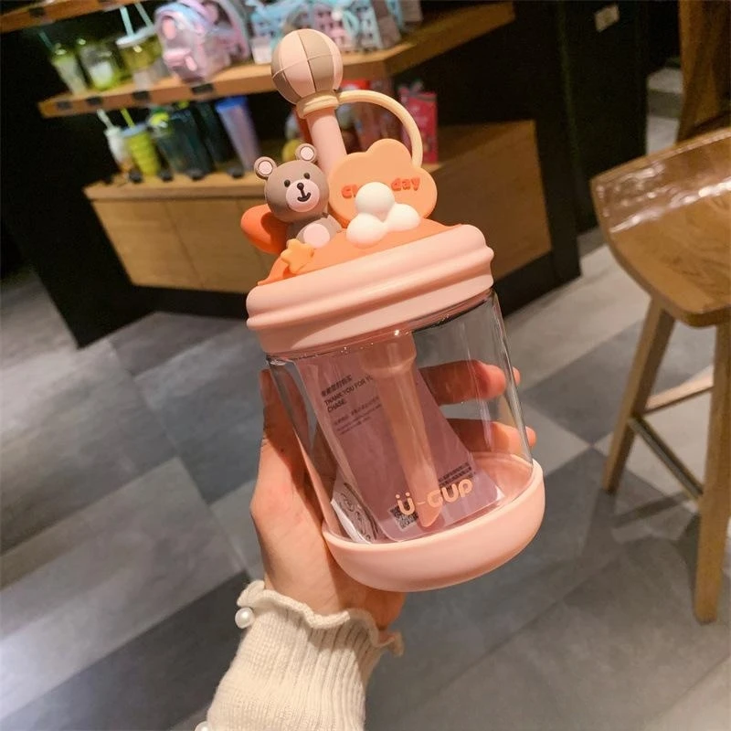 Aikesi Little Bear Cold Extraction Straw Cup Children Lovely Internet Celebrity INS Cartoon Kettle Portable Special Offer images - 6